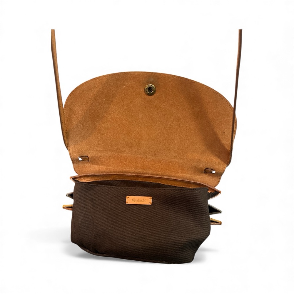 Madewell Tan Genuine Leather Crossbody Shoulder Bag Minimalist Flap - Picture 14 of 16